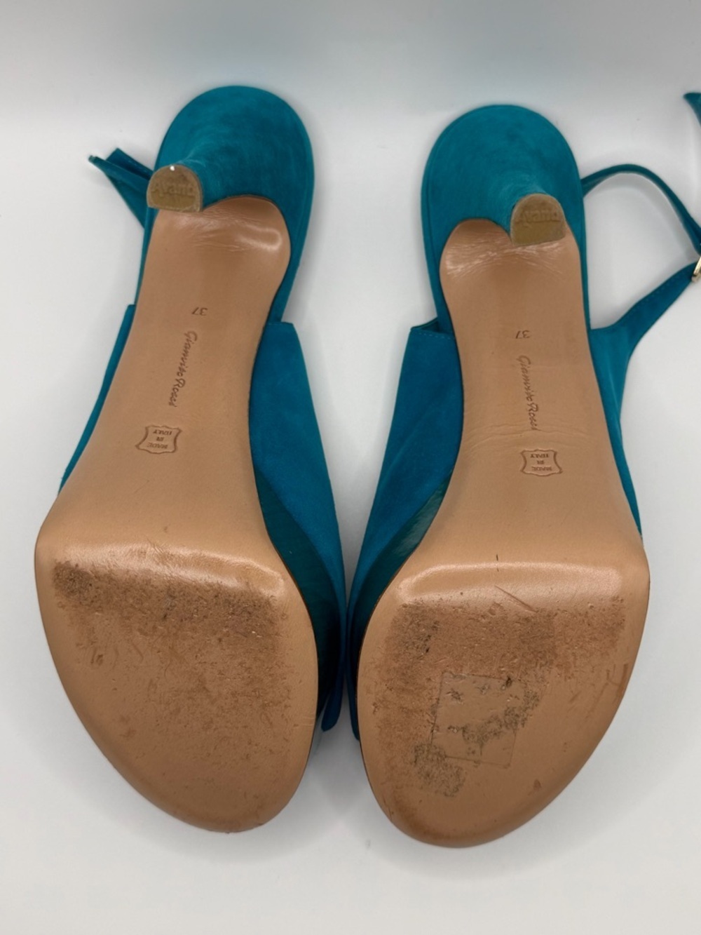 Gianvito Rossi | Teal Suede Platform Slingback | 37 - Picture 13 of 13